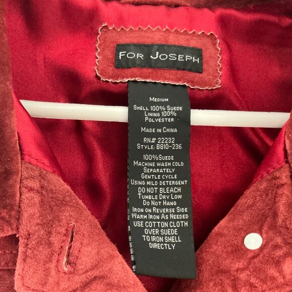 100% Suede Jacket Mfg is "For Joseph" Color: Brick Size Medium Rarely Worn - Picture 2 of 3